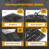 Outdoor Fire Pit, 32 Inch Firepit Table Metal Outdoor Fireplaces with Waterproof Cover for Outside Patio Camping (Black) - Image 3