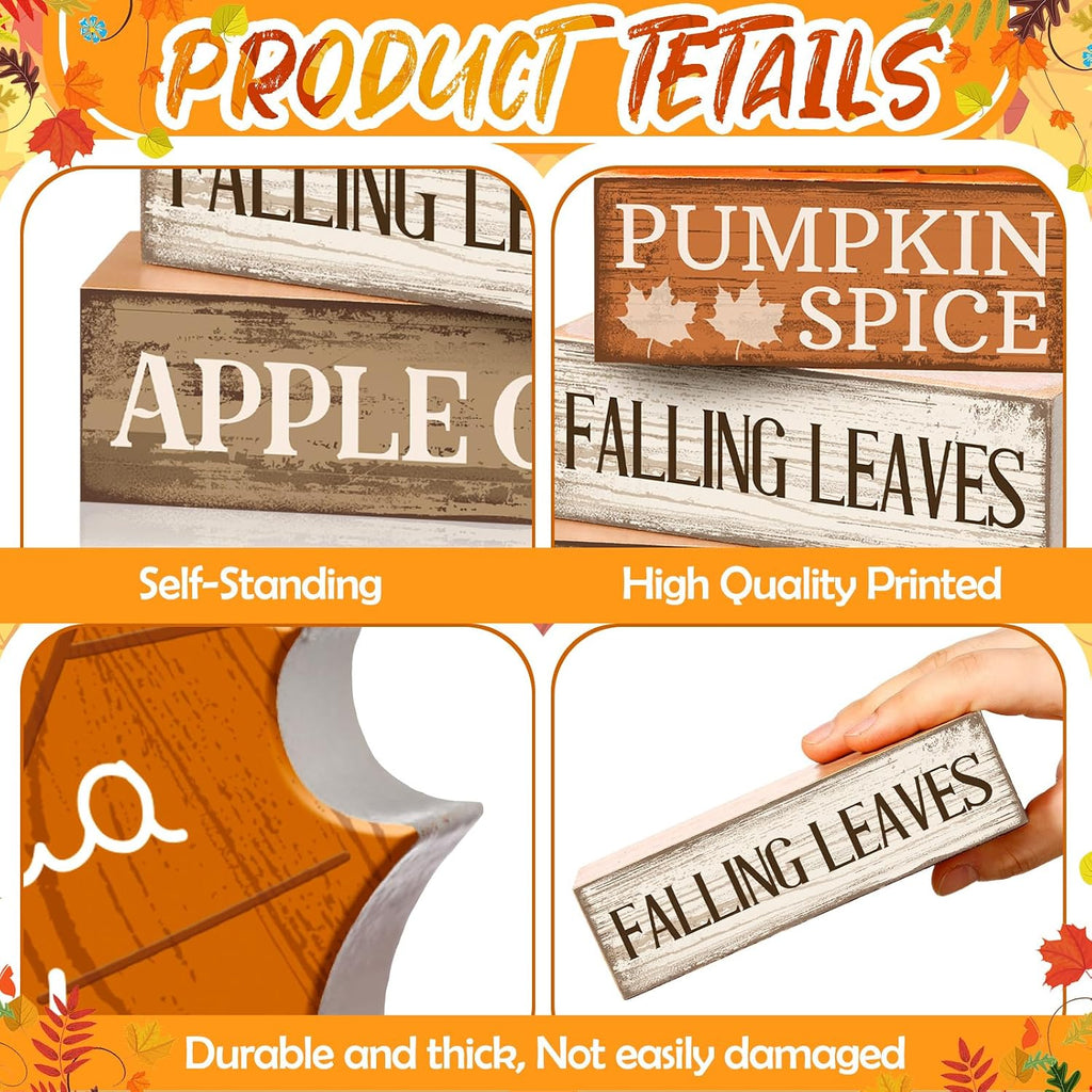 Fall Decor Wooden Maple Leaf Decoration Thanksgiving Decor - Set of 4