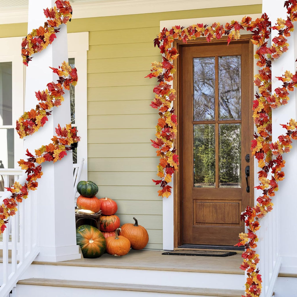 3 Pack Fall Maple Leaf Garland 5.7Ft/Piece Artificial Autumn Maple Leaves Garland Fall Leave Vines with Hanging