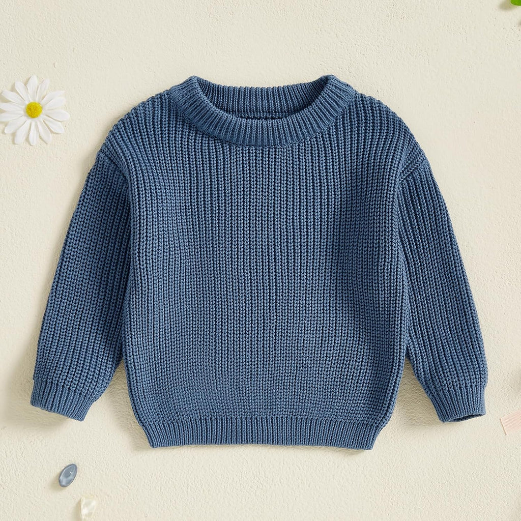 Toddler Baby Girl Boy Knit Sweater Round Neck Long Sleeve Pullover Sweatshirt Fall Winter Clothes