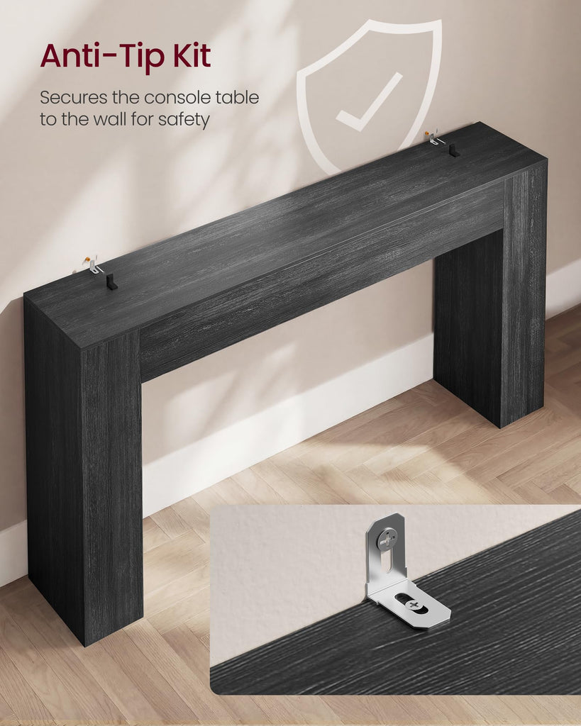 63 Inches Entryway Table, Thick Tabletop Console Table, Farmhouse