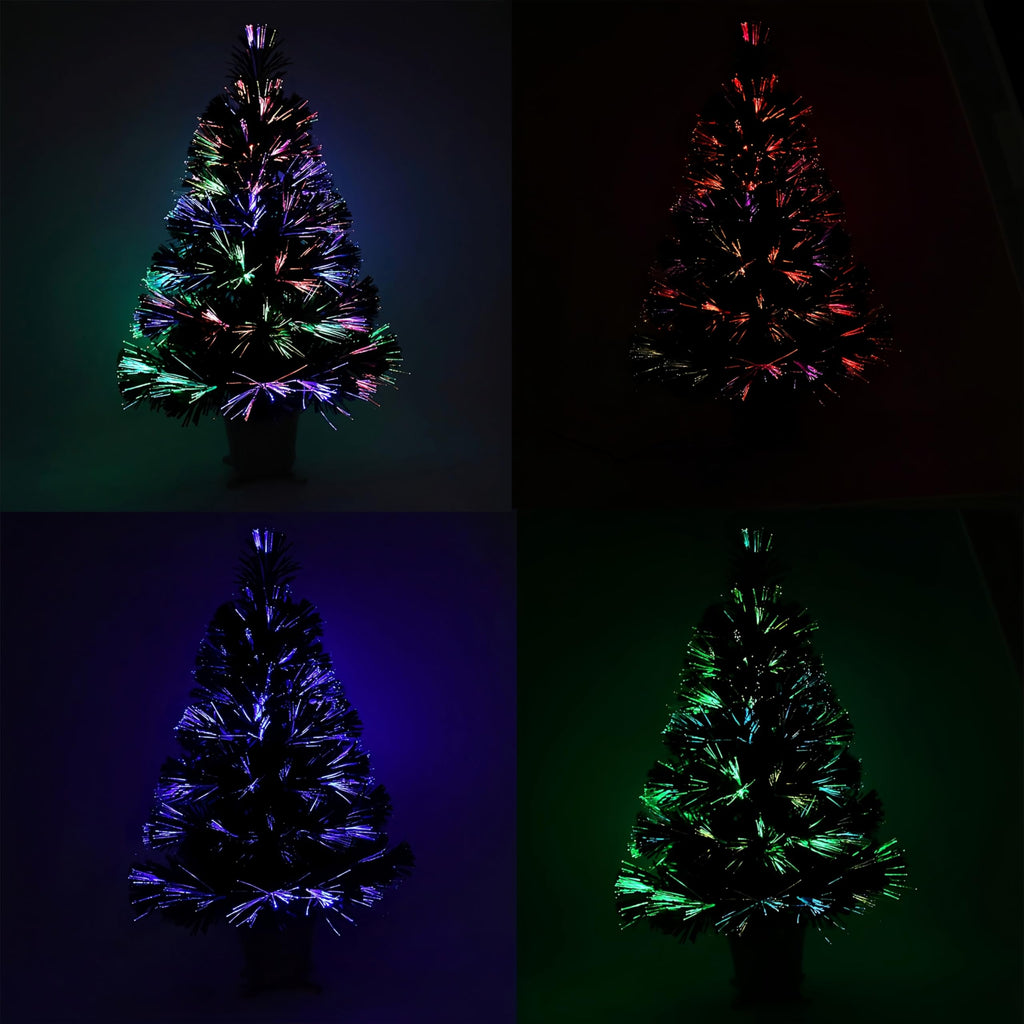 24 inch Iridescent Pre-lit Small Fiber Optic Christmas Tree