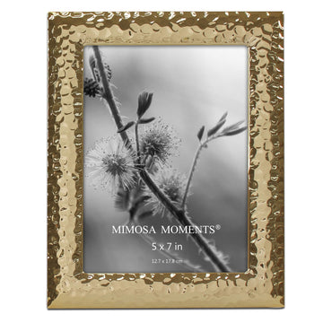 Hammered Brass tone Metal 5x7 Picture Frame