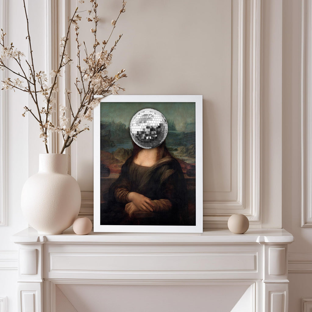 Master Disco Ball Print - Mona Lisa Poster - Pop Art - Altered Portrait Design - Baroque Gift for Men & Women - Decor