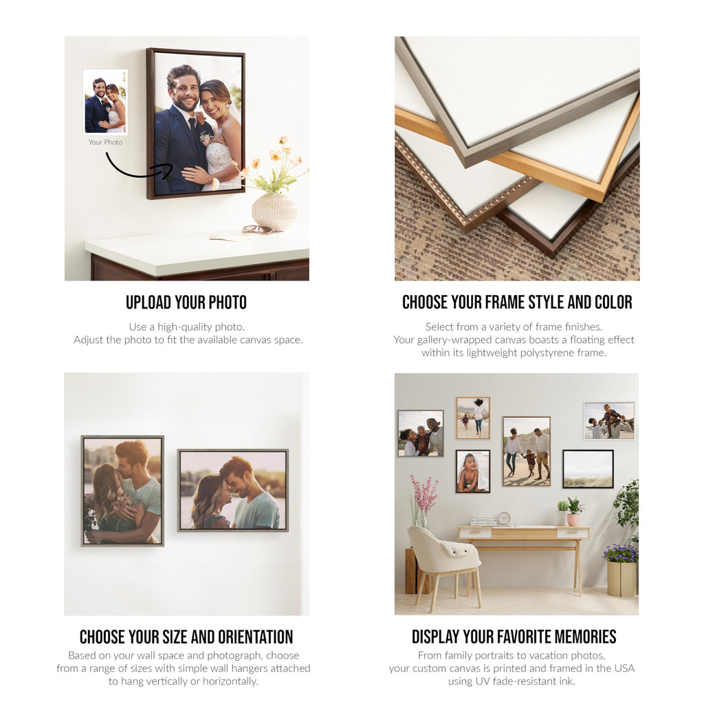 Custom Printed Framed Canvas Wall Art, 31.5x41.5 White, Sylvie Personal Canvas Print with Your Photos Gallery Wall