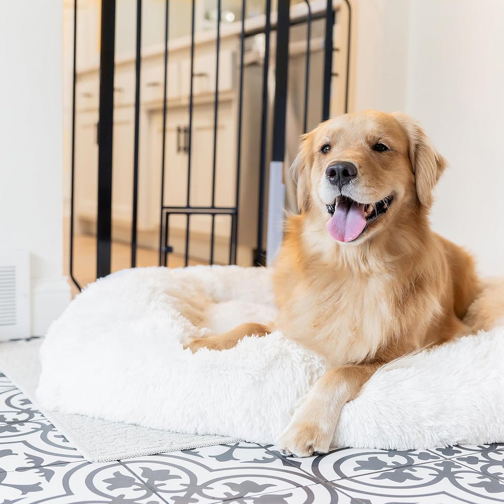 36" Extra Tall Walk Through Dog Gate for Doorways & Bottom of Stairs, Metal Pet Gate with Small Pet Door, Expands