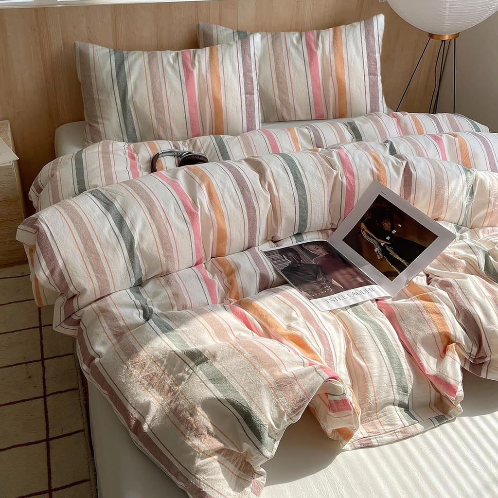 Twin XL Comforter Set Boho Geometric Striped Pattern Comforters Fluffy Bedding Comforter Sets 3 Piece Hotel Quilted