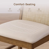 Wood Dining Chairs Set of 2, Farmhouse Rattan Dining Room Chairs with Solid Wood Legs and Upholstered High Back for Kitchen or Dining Room, Oak