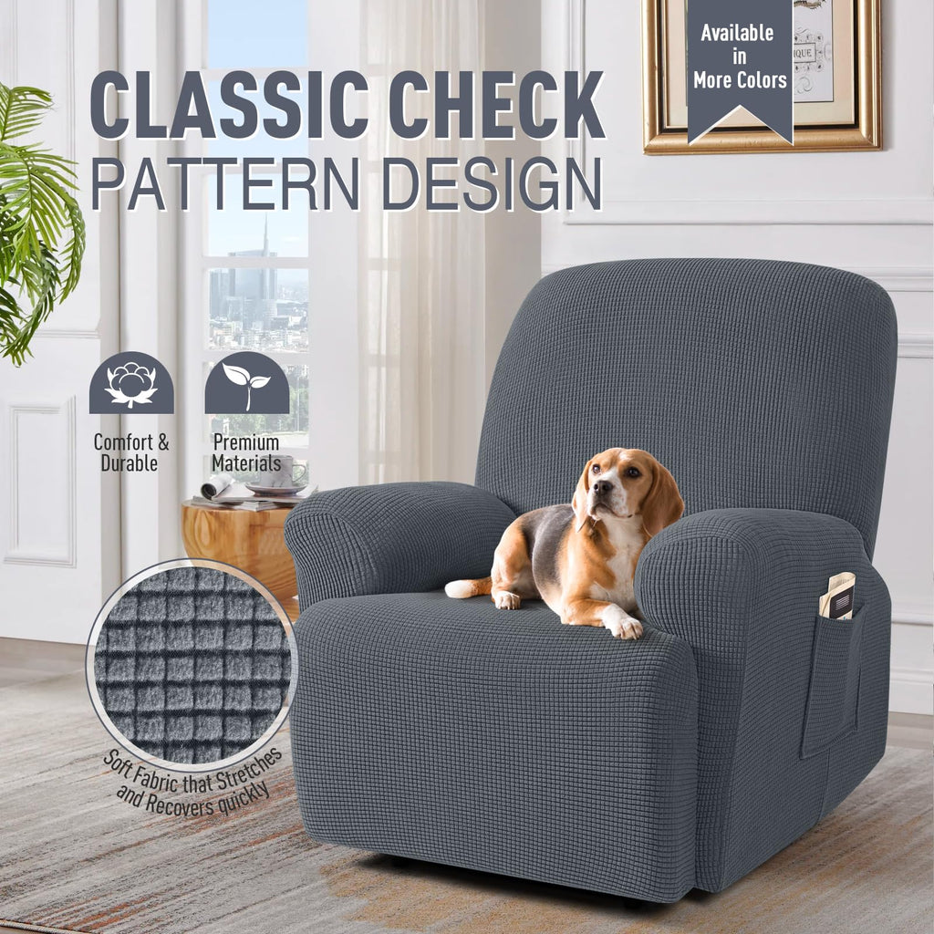 Oversized Stretch Recliner Chair Covers 4 Piece, Grey