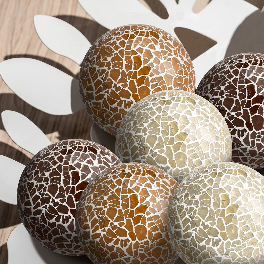 6 Pcs Mosaic Sphere Balls Decorative for Bowls, Mosaic Glass Balls Decorative Orbs Table Sphere Decor Centerpiece for