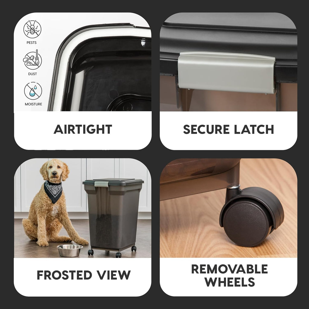 USA Dog Food Storage Container, Up to 58 lbs, Smoke Black, Made in USA