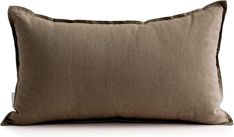 Cotton Linen Decorative 12"x20" Lumbar Throw Pillow Case Cushion Cover with Twin Needles Stitch on Edge,for