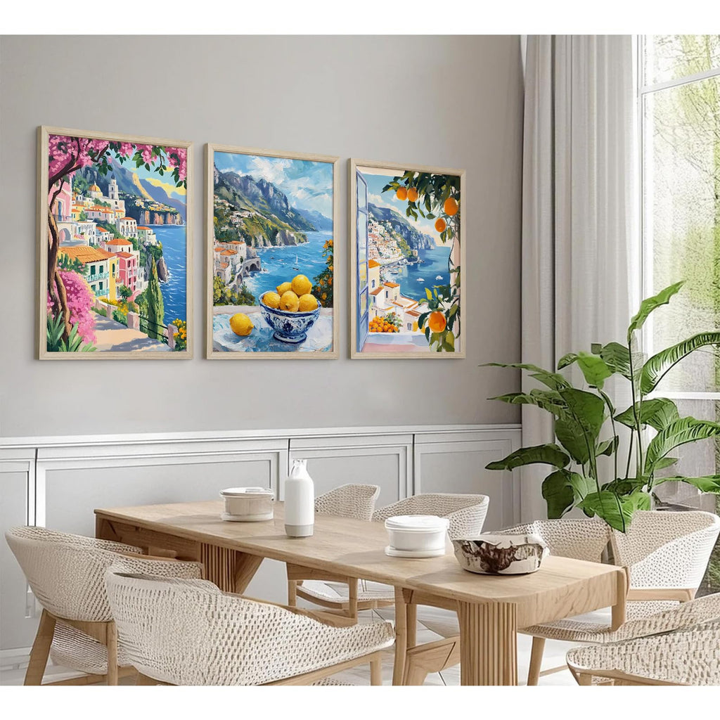 Italy Amalfi Coast Wall Art Posters Italian Travel City Canvas Wall Decor Italy Beach Landscape Art Pictures Vintage