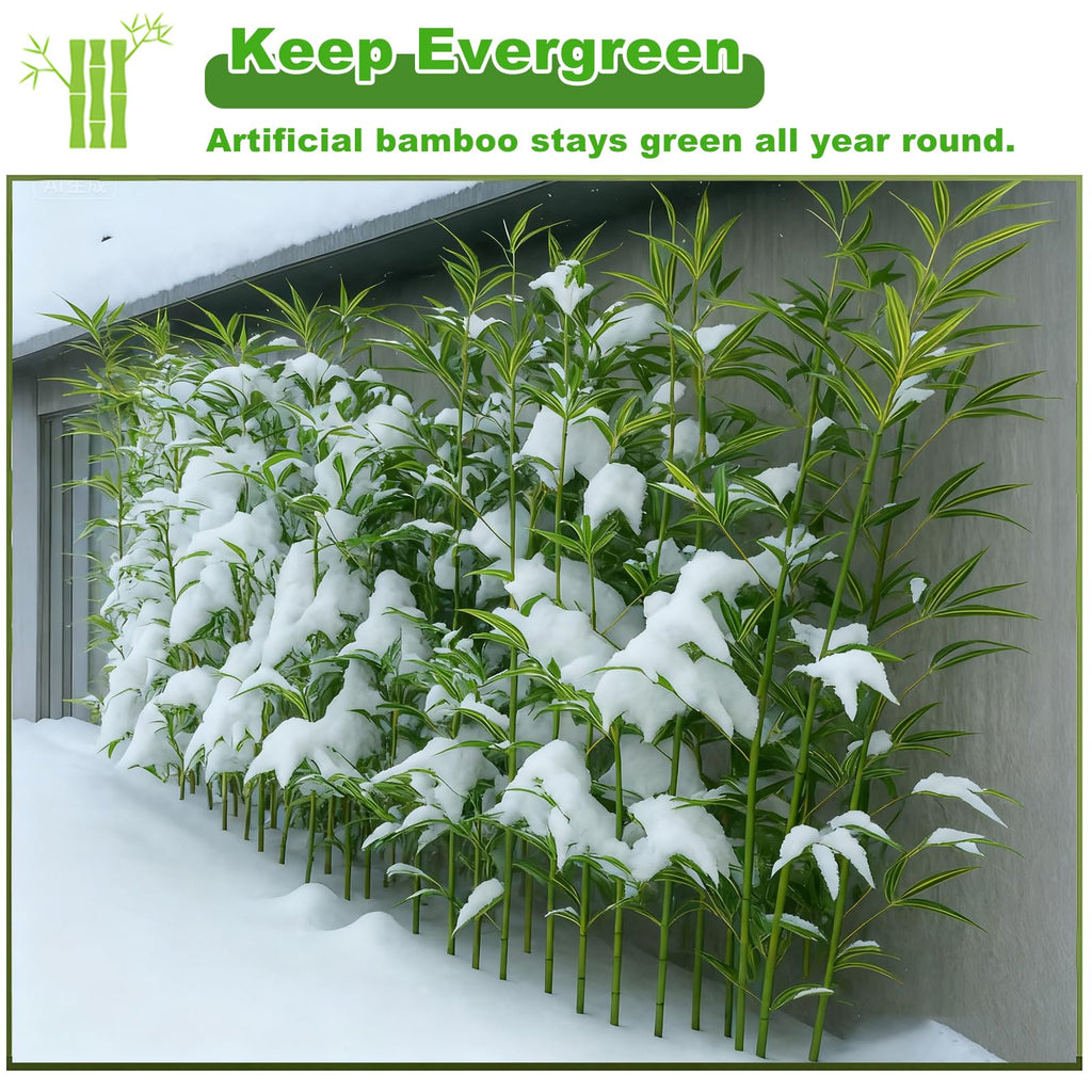 7/8ft Tall Artificial Bamboo Tree 10 Pack, Removable Faux Bamboo Outdoor with Encrypted Silk Leaves for Garden Fence