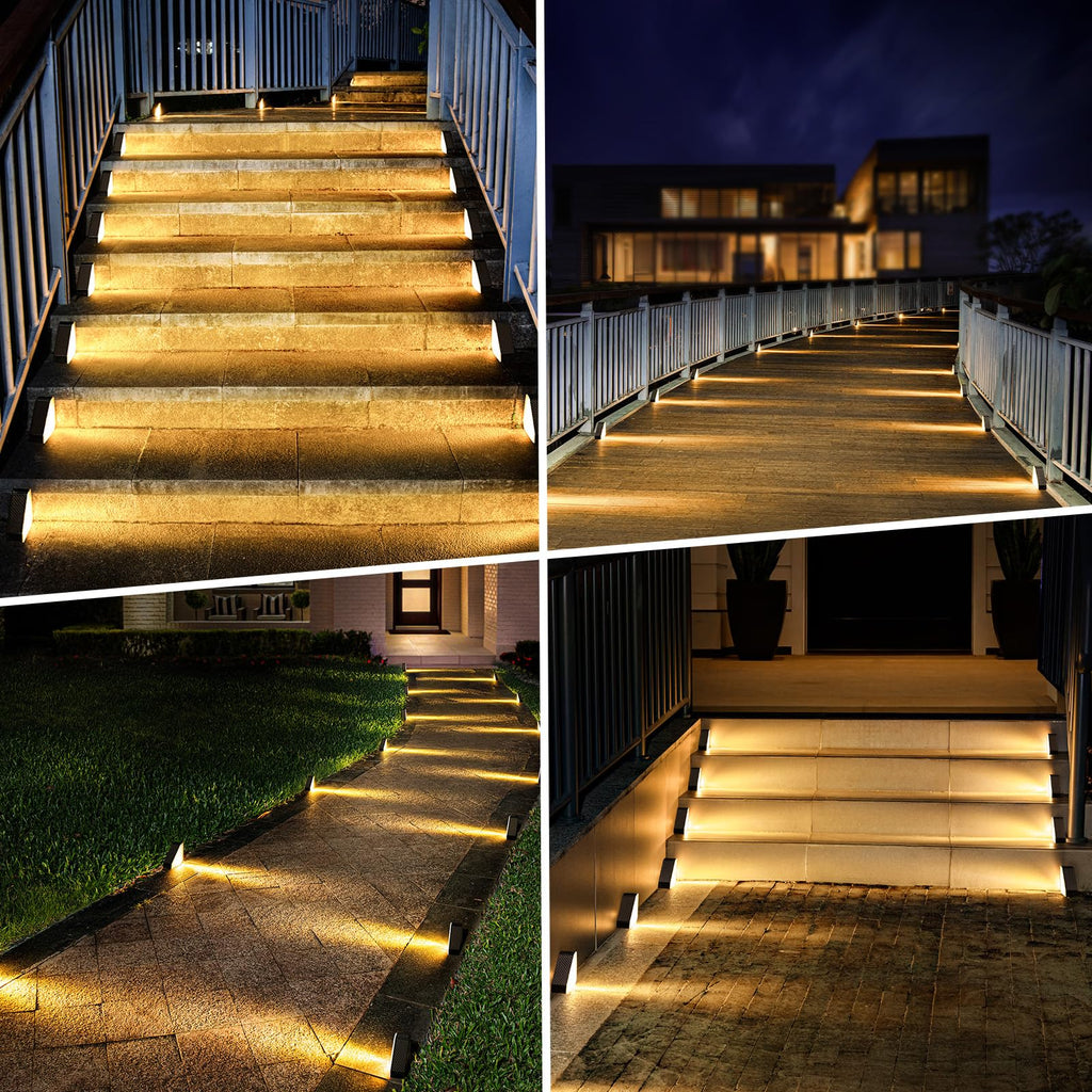 12 Pack Solar Step Lights for Outside 100 Lumen Ultra Bright