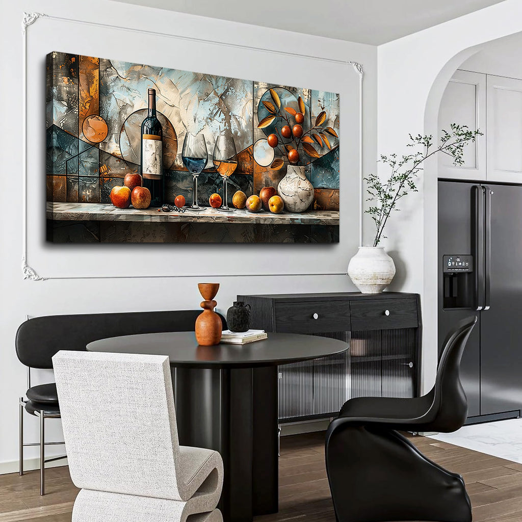 Large Wall Art, Wine Pictures Wall Decor, Dining Room Wall Art, Fruit Still Life Canvas Prints, Modern Kitchen Decor