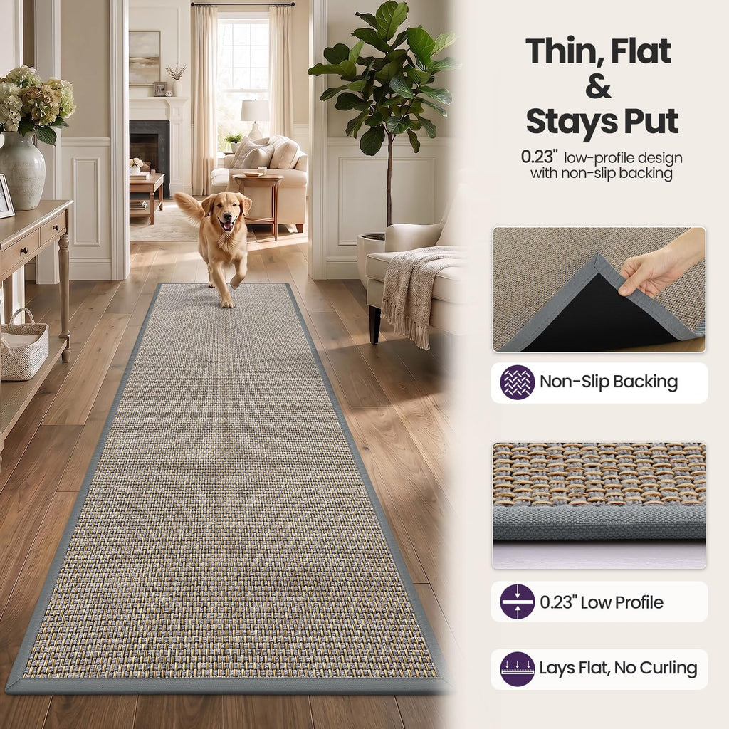 Ultra Th Runner Rug 28x144, Non Slip Entryway Rugs, Grey