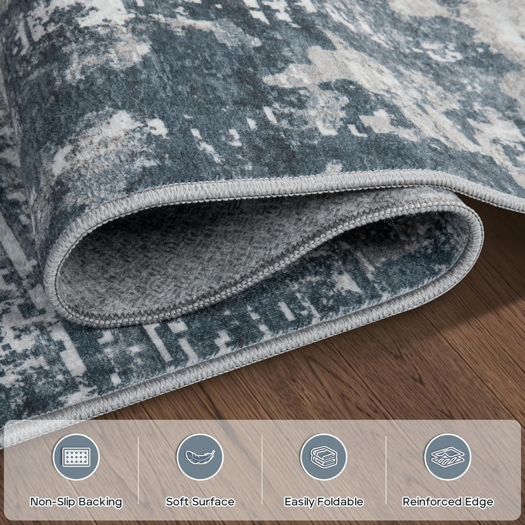 5x7 Area Rugs for Living Room Rug Washable: Modern Rug for Dining Room Bedroom Carpet Non Slip Low Pile 5 by 7 Indoor