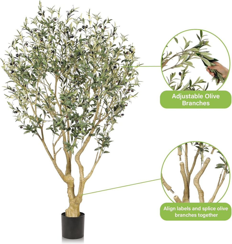 6ft Olive Tree Artificial Indoor with Thick Trunk & Realistic Leave
