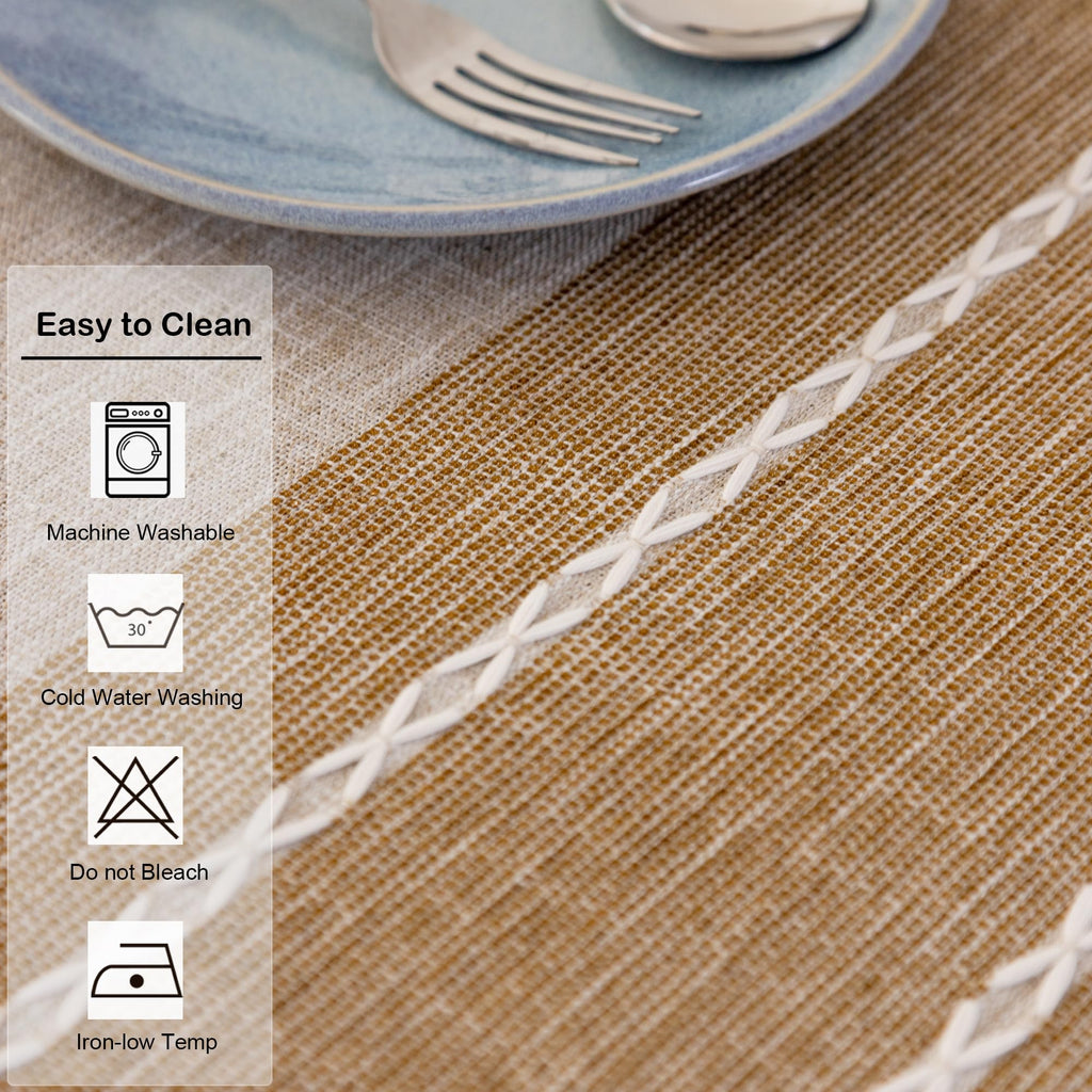 Waterproof Cotton Linen Washable Square Tablecloth 52x52 Inch Coffee
