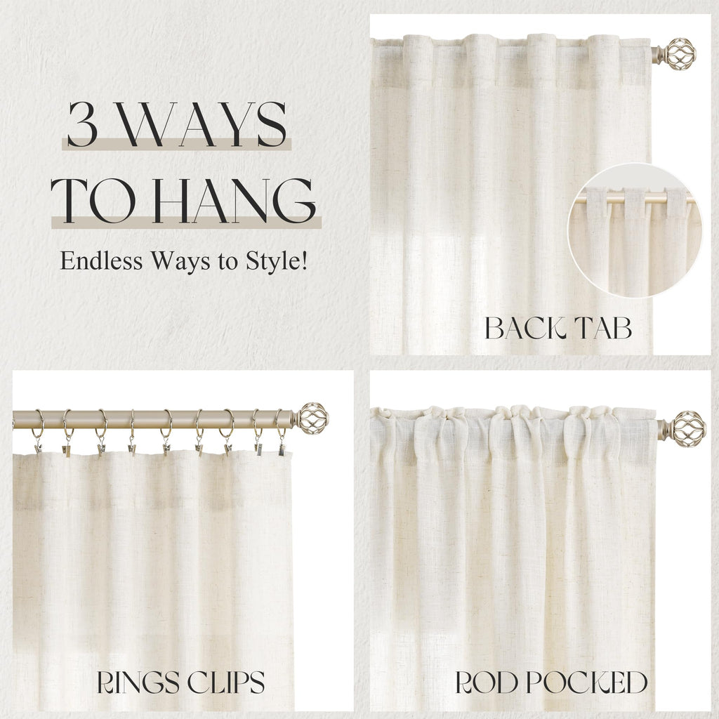 Natural Linen Curtains 96 Inch Long 2 Panels