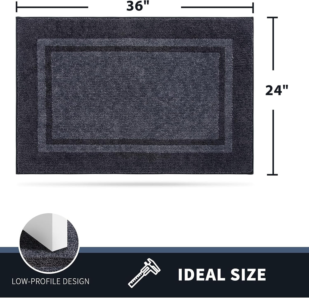 Dirt Trapping Indoor Door Mat, 24" x 36", Bluish Grey & Charcoal | Machine Washable, Non-Slip, Waterproof TPR