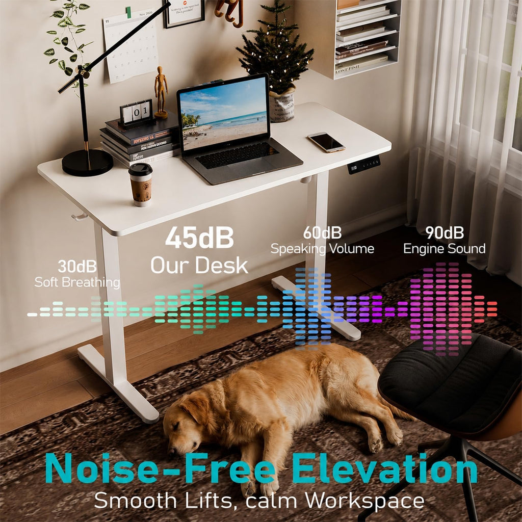 Electric Standing Desk, 40" x 24" Small Sit Stand Desk, White