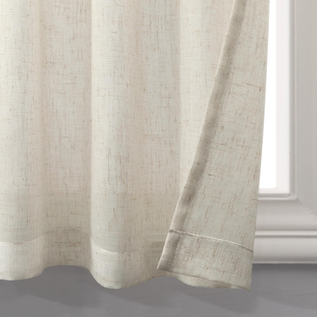 Half Curtains for Windows 36in Long Flax Linen Kitchen Tiers 2 Panels Back Tab Pocket Semi Privacy Glare Control