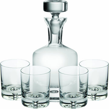 Whiskey Decanter Set, Made in Europe, 100% Lead-Free Crystal, Gift-Boxed, 1 Decanter & 4 Double Old Fashioned Glasses