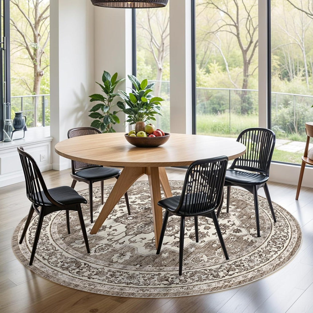 Washable Oriental Area Rug - 8ft Round Rugs