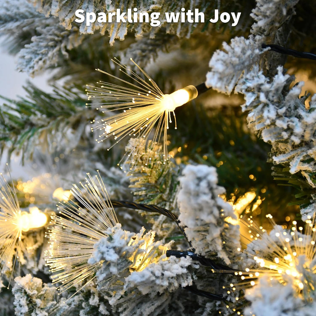 33FT Fiber Optic Fairy Lights 60 LED Starburst Firework String Lights Green Wire Christmas Lights for Indoor Outdoor