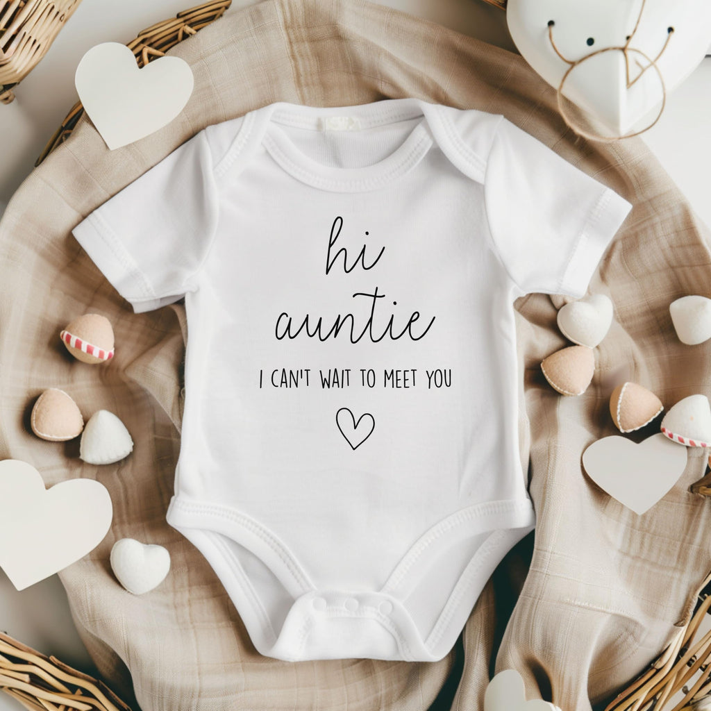 Hi Auntie I Can't Wait To Meet You Pregnancy Announcement Infant Bodysuit - Surprise Gift For Aunt, Sister, Sister In