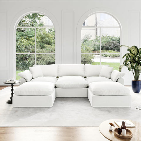 Cloud Modular Sectional Sofa, Oversized Convertible Modular Cloud Couch, Down Feather Filled Sectional Sofa Comfy Upholstered Deep Seat Couches for Living Room, Sofa Covers Washable & Replaceable A124-B0DJ7B7VM6