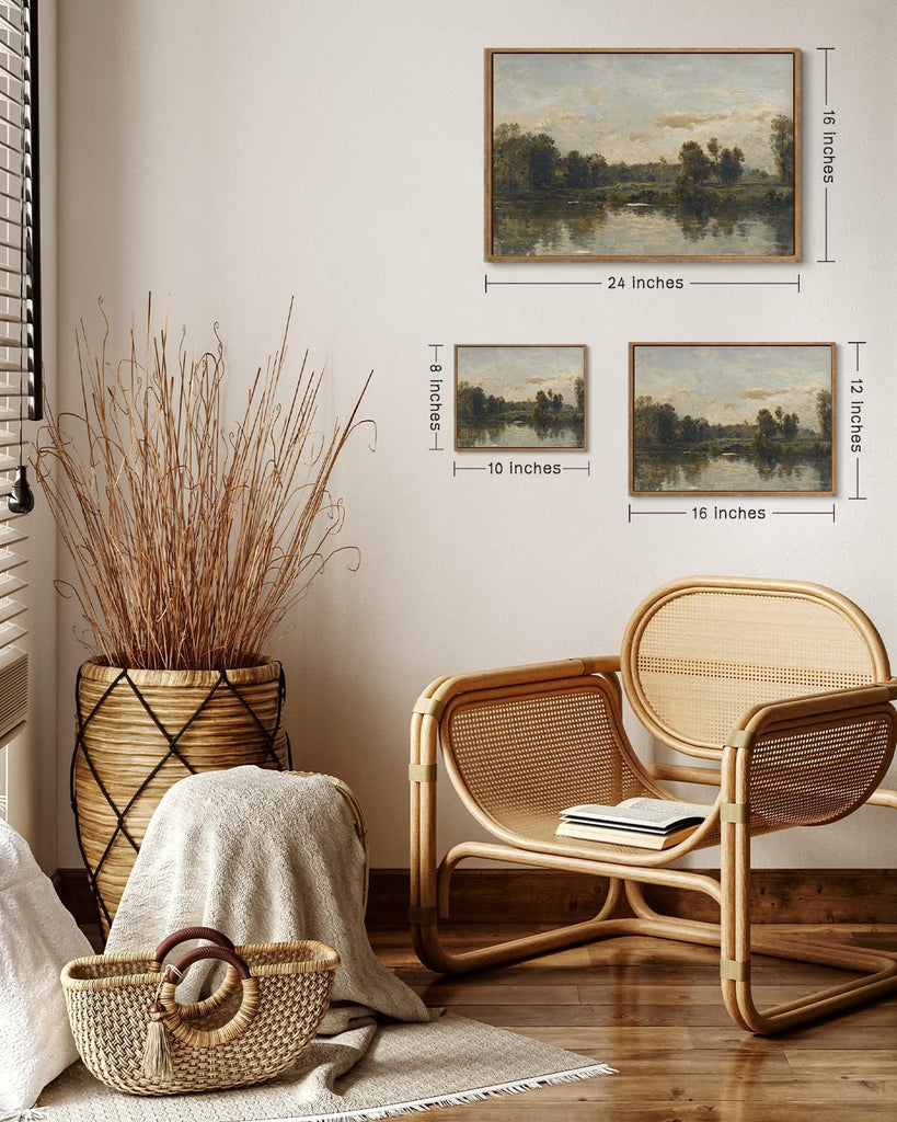 Vintage Wall Art Framed Landscape Wall Art Moody Canvas Print