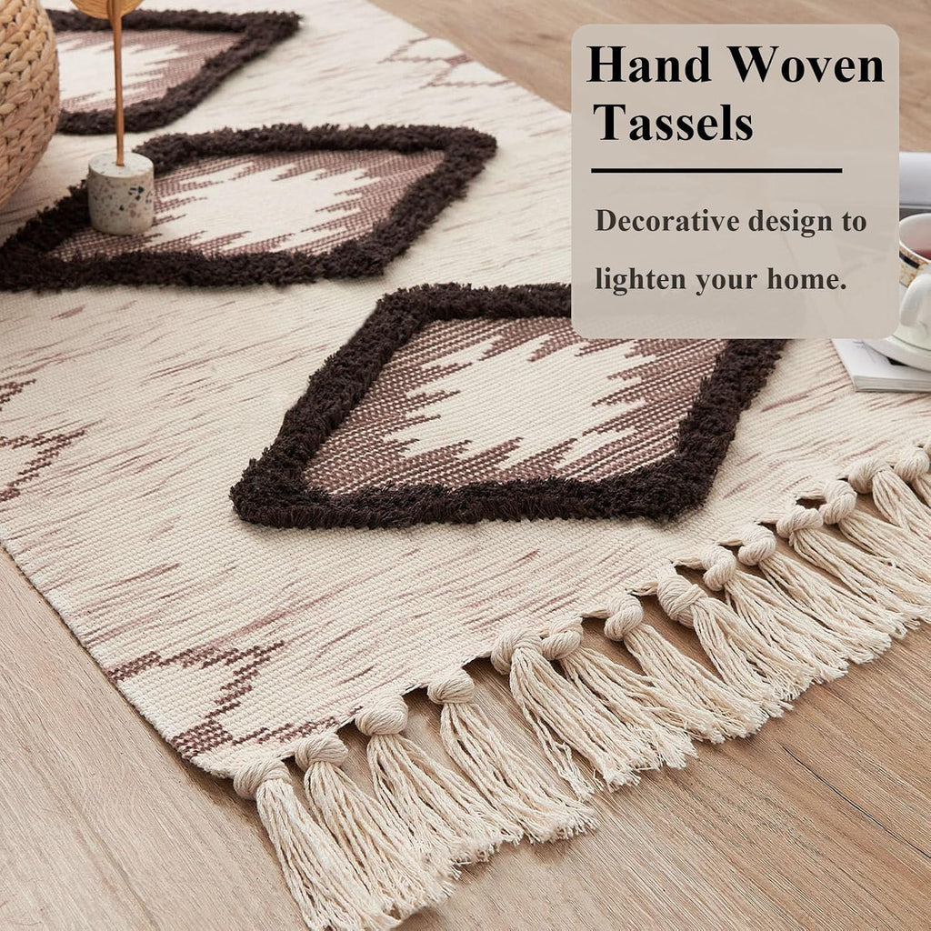 Boho Runner Rug 2'x6', Washable Hallway Rug Runner Non Slip Rubber Backed, Kitchen Farmhouse Area Rug Floor Mat with
