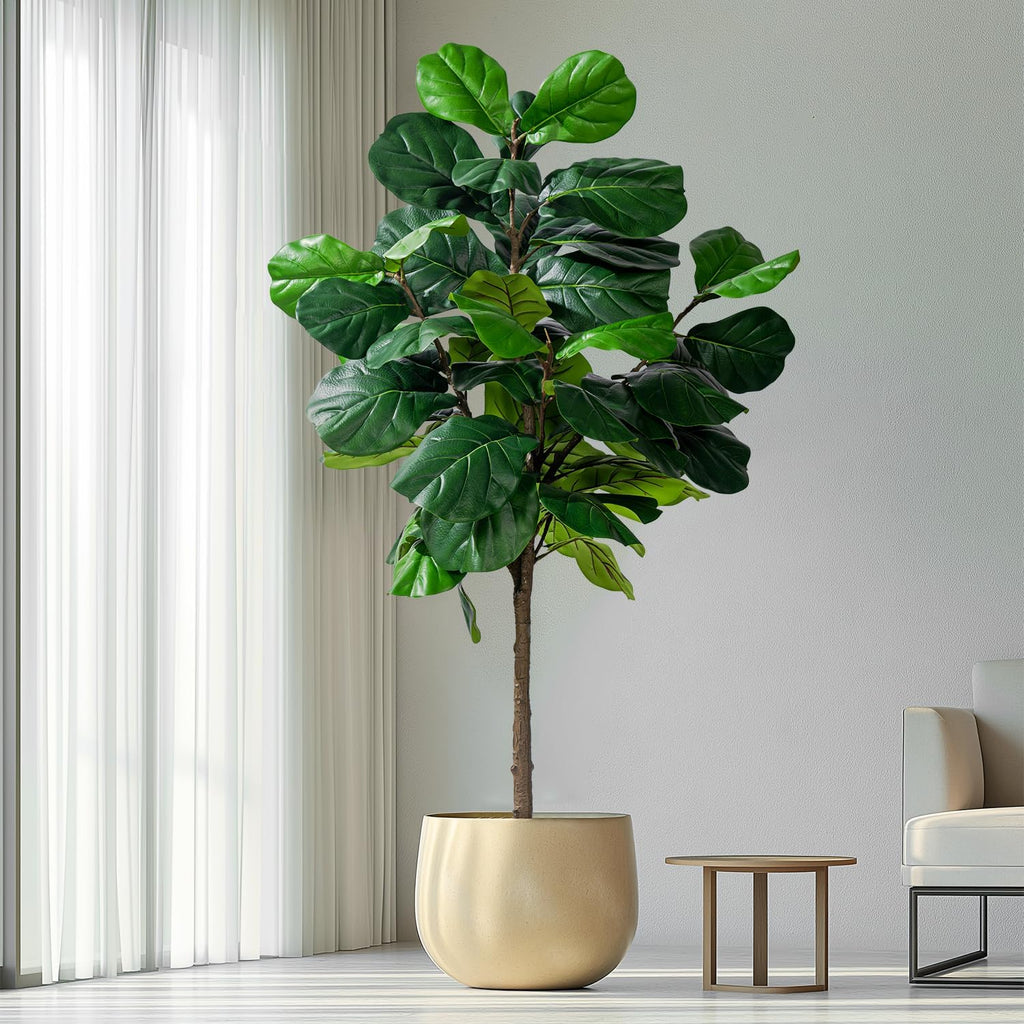 Fiddle Leaf Tree-6ft Faux Plant Fake Ficus Lyrata Tree Artificial Fig Silk Trees with Pot Floor Plants Living Room