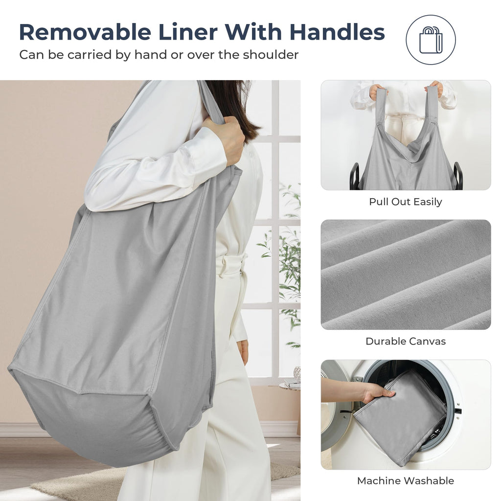 Laundry Hamper, 90L Rolling Laundry Sorter Cart with Removable and Washable Liner Bag, Clothes Hamper with Wheels and