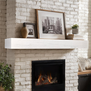 Fireplace Mantel Shelf, 72×8×5 Inch Wooden Floating Shelf, White