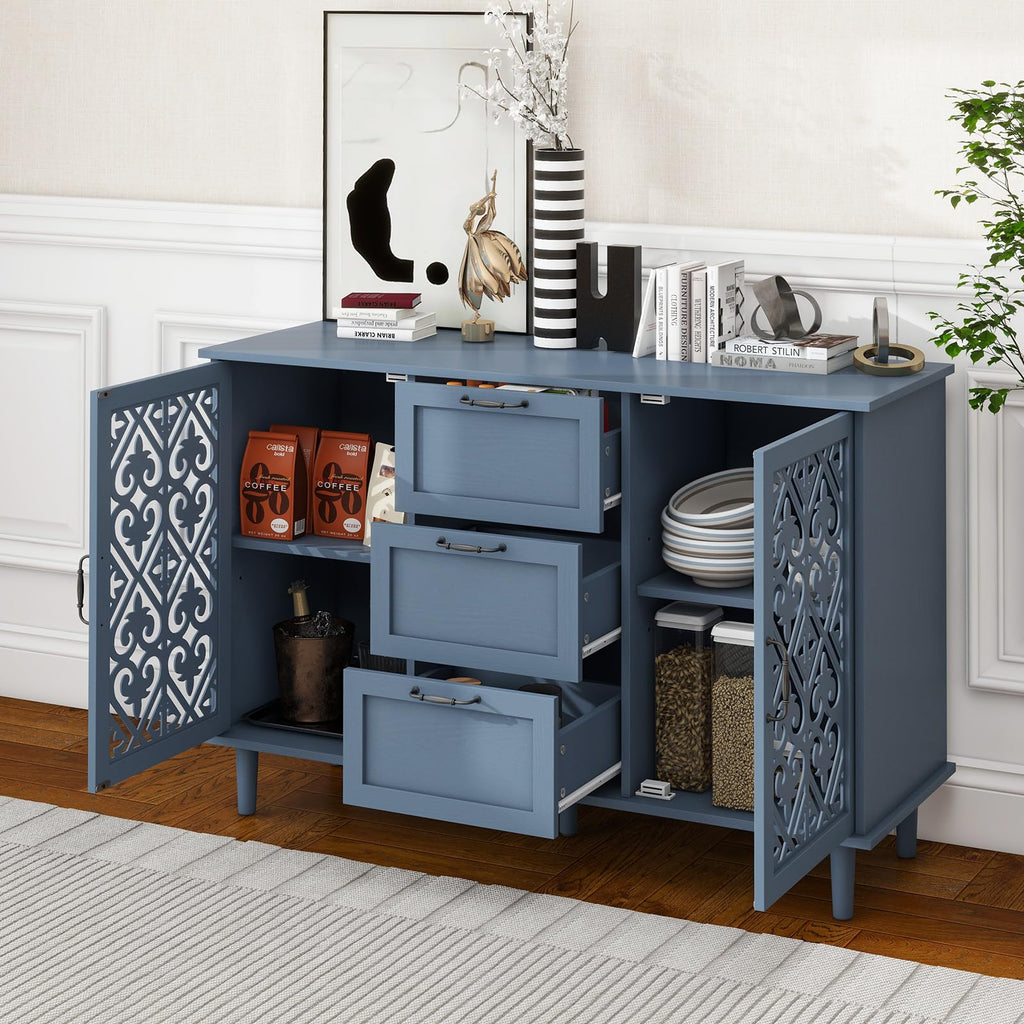 Sideboard Buffet Cabinet with Storage - Accent Storage Cabinet American Furniture, Modern 2 Door 3 Drawer Cabinet