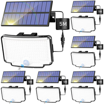 318 LED Solar Motion Lights Outdoor Waterproof with 16.4 FT Cable