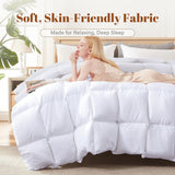 Twin Feather Down Fiber Comforter - Ultra Soft 100% Cotton Duvet Insert