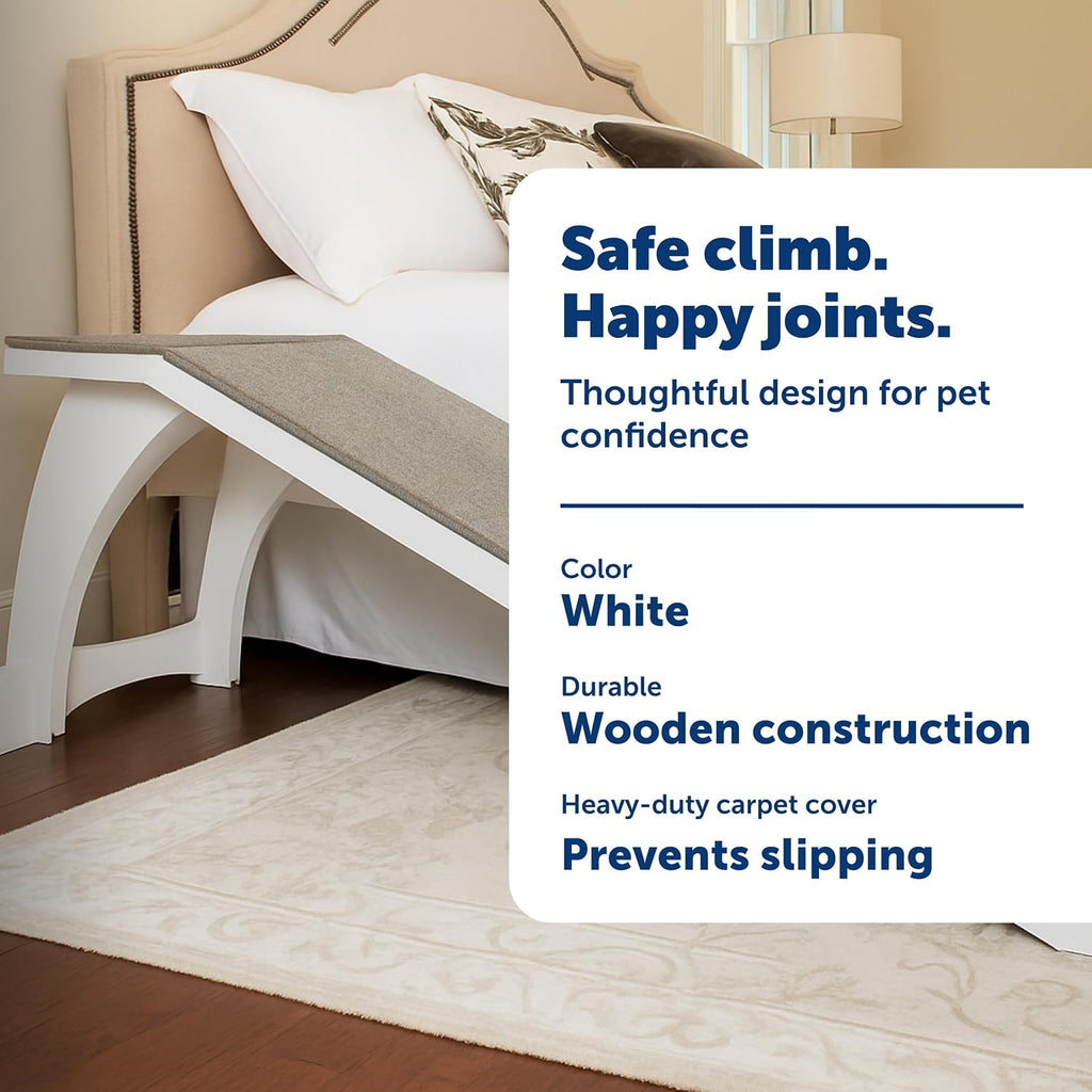 Wooden Pet Bed Ramp, White