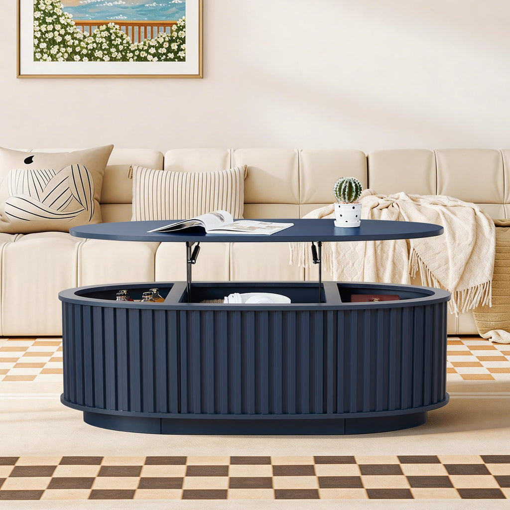 43.3'' Oval Lift Top Fluted with Hidden Storage