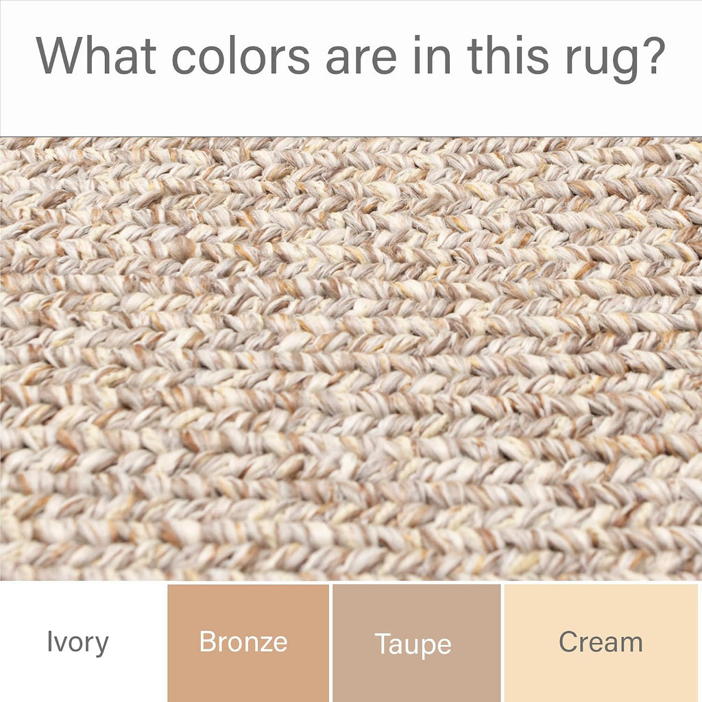 Rustic Farmhouse Living Indoor/Outdoor Reversible Braided Rug - Made in USA - Beige Mix 2' X 3' Oval