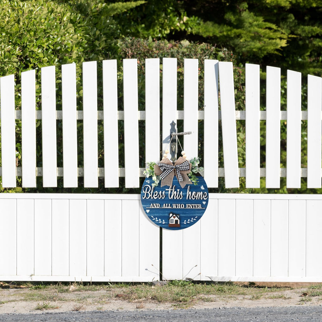 3D Bless This Home and All Who Enter Wooden Front Door Signs, Door Decorations Hanging, Christian Jesus Home Porch Wall