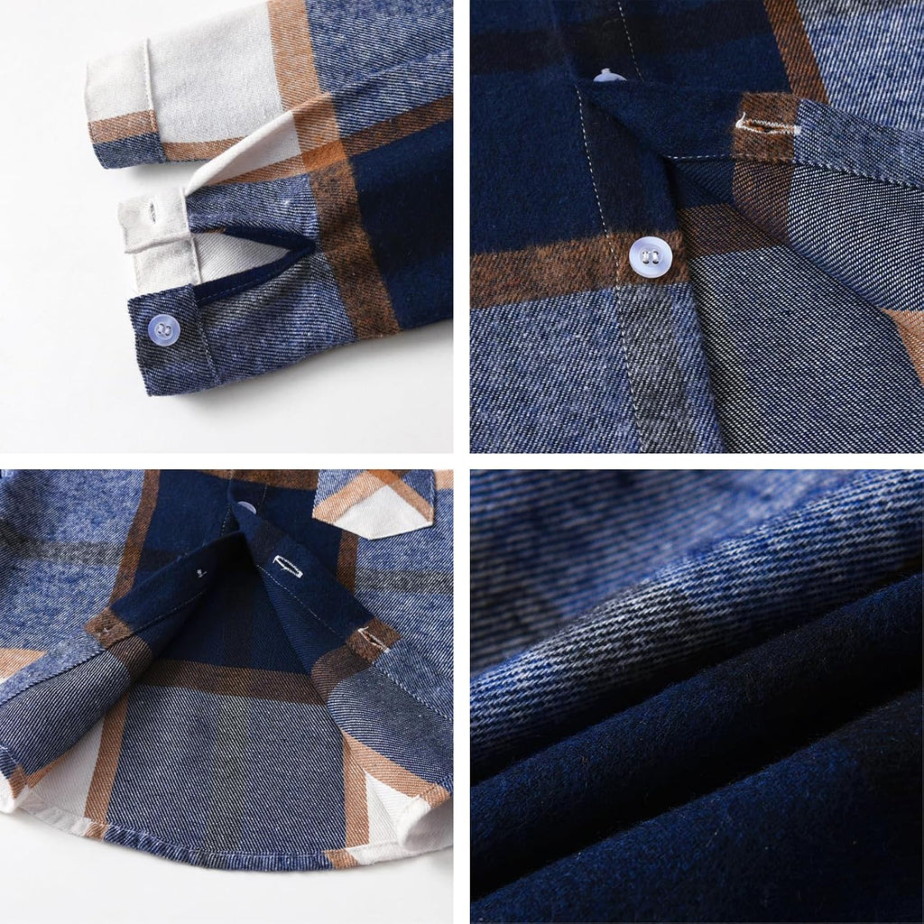 Boys Button Down Shirts Long Sleeve Toddler Flannel Plaid Clothes
