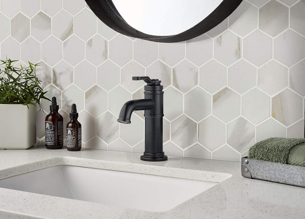 Calacatta White Hexagon Porcelain Mesh Mounted Mosaic Tile Flooring