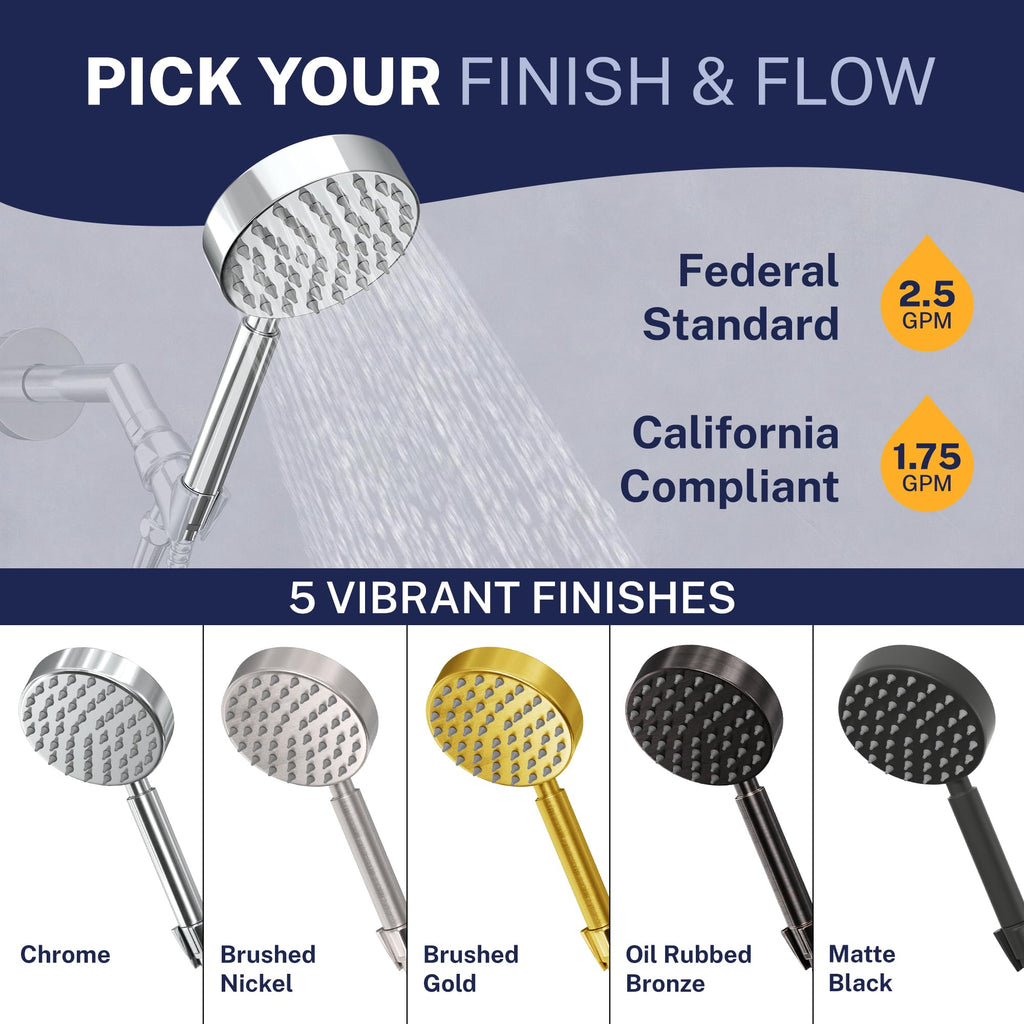 Metal Handheld Shower Head with High Pressure Nozzles