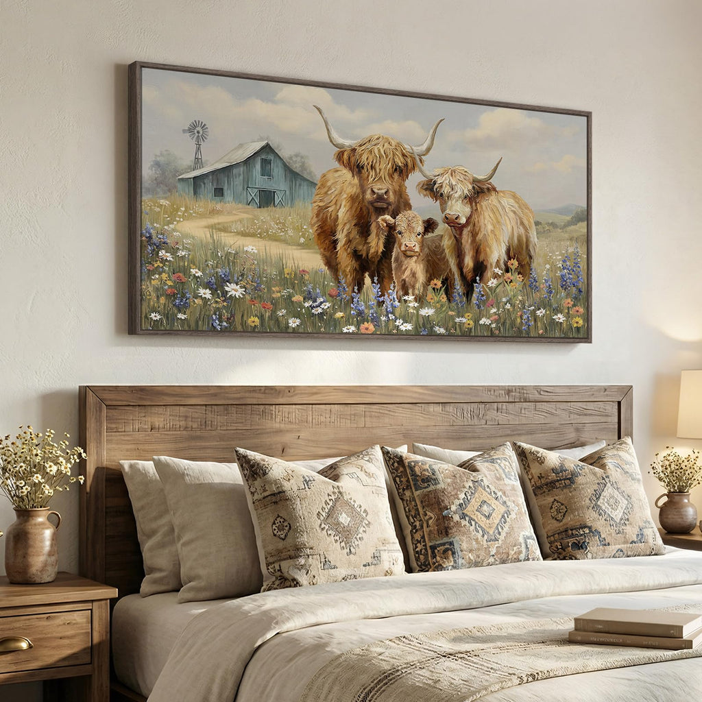 Large Highland Cow Wall Art, 60x30 In