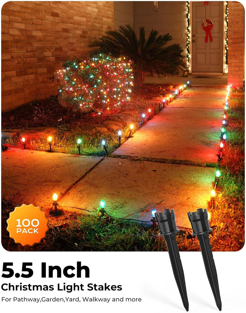 100-Pack 5.5 Inch Christmas Light Yard Stakes for C7 C9 Christmas Lights